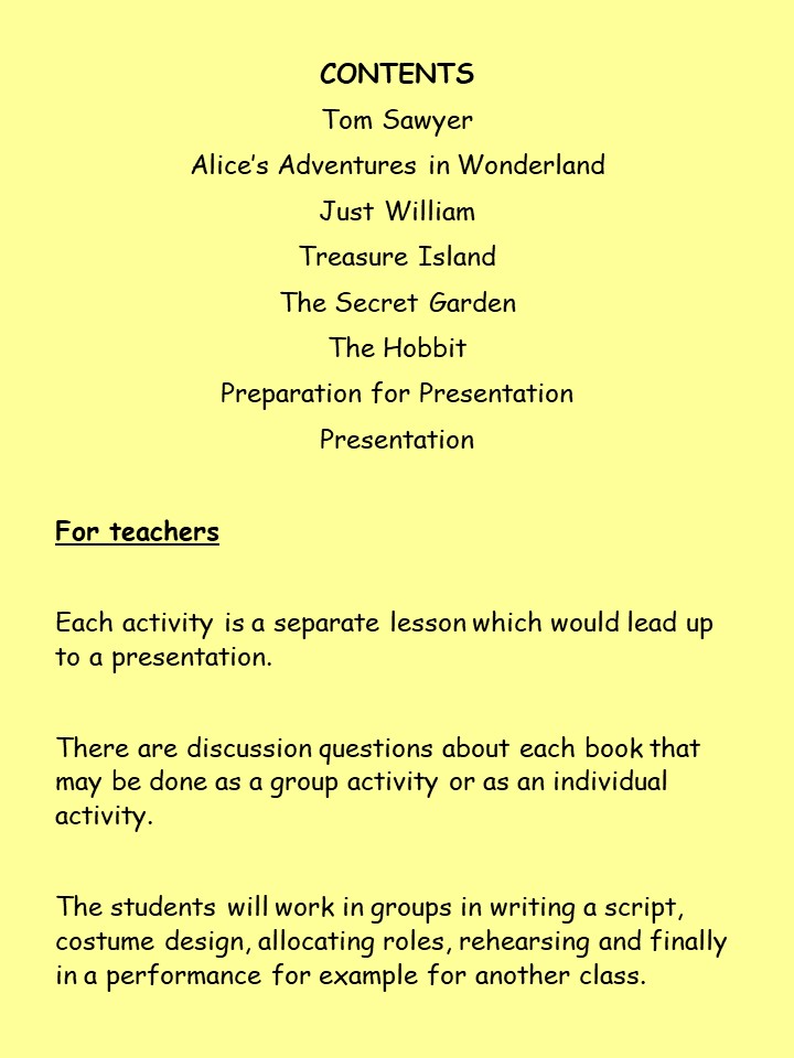 Content page literacy - stories and activities